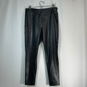 GAP‎ Black Faux Leather High Rise Leggings Pants Women Size L